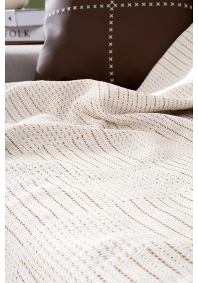 Rustıc Krem -terra Kahve Koltuk Örtüsü 170x220cm 5161a Krem Kahve