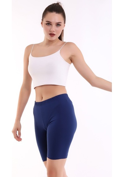 Self Clothing Kadın Lacivert Penye Kumaş Yüksek Bel Kısa Tayt Slf1295