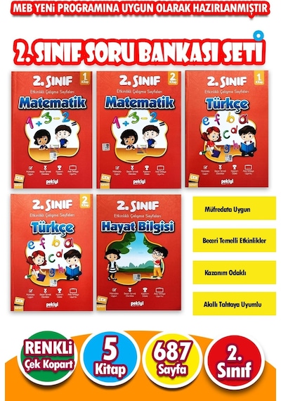 2.sınıf Etkinlikli Çalışma Seti 5 Kitap Toplam 824 Sayfa