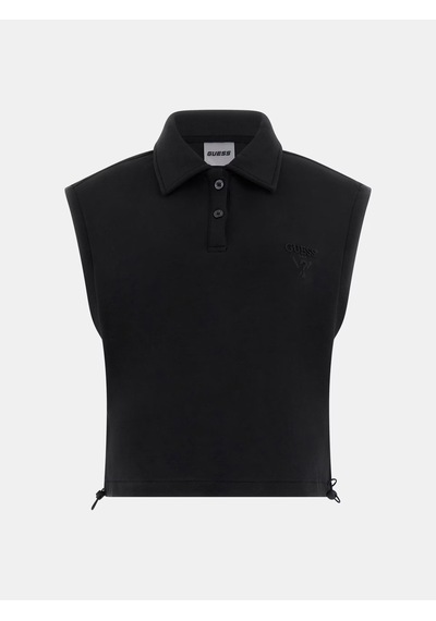 Guess Habi Kolsuz Kadın Polo Crop T-shirt V6gp02k2956 Siyah