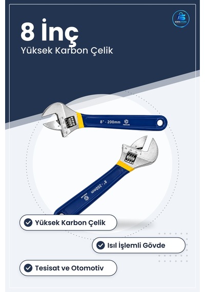 Kurbağacık Anahtar 200x24 Mm 8 İnç Yüksek Karbon Çelik Tesisat Ot