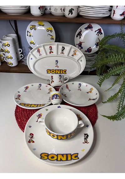 7 Parça Sonic Model Çocuk Bebek Yemek Takımı Beslenme Seti Çok Renkli