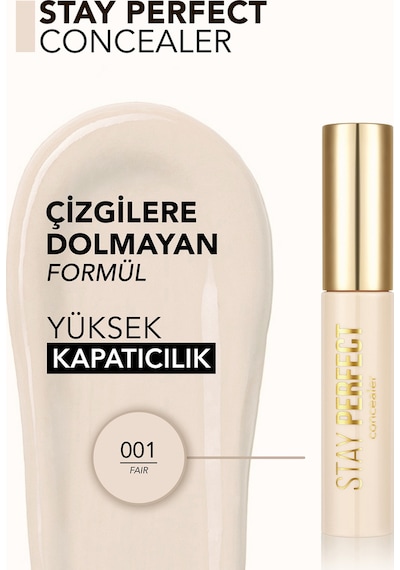 Flormar Stay Perfect Yüksek Pigmentli & Yarı Mat Bitişli Likit Kapatıcı 001 Fair