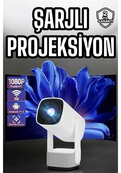 Şarjlı Projeksiyon Oyun Sinema Projektörü 4k Hd Görüntü Kaliteli Yeni Nesil