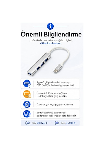 Type-c To Usb Hub 4 Port Çoklayıcı Macbook Ile Uyumlu Çoğaltıcı Type C To Usb Converter Hub