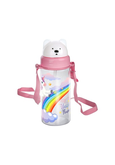 Emilahome Glossa Desenli Kaydır Kapak Pipetli Çocuk Suluğu 400 Ml Pembe - 868440212 Pembe