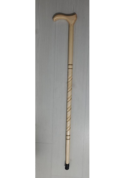 Ahşap Baston, Kıvrımlı Desenli, 90cm