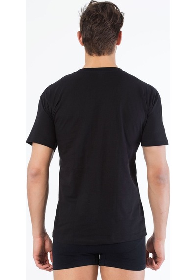 Siyah İnci Pamuklu Yuvarlak Yaka Kısa Kol T-shirt Siyah