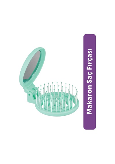 Beauty Makaron Saç Fırçası - 3d Esnek, Aynalı, Çanta Boy - Compact Detangler Mint