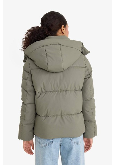 Defacto Regular Fit Kapüşonlu Fermuarlı Şişme Mont F2143ax25wnkh6 Haki-kh6
