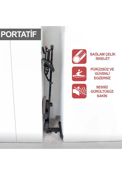 Hidrolik Katlanabilir Kürek Çekme Aleti Gösterge Ev Kardiyo Tüm Vücut Egzersiz + Direnç Lastiği