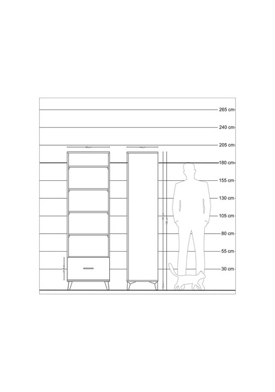 Hyperion Dolap 5 Raflı Tek Çekmeceli 60x44x195 Çam-aytaşı Atlas Çam
