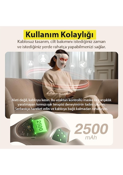 Ezere Yüz İçin Şarjlı 9 Modlu Kızılötesi & Kırmızı Işık Terapisi Maskesi 480 Boncuklu Led Cilt Bakım Masajı, Ev Tipi Işık Terapisi Krem