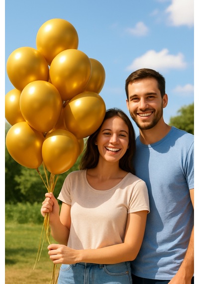 Metalik Balon 11 İnc 28 Cm 10 Adet Parti Doğum Günü Kutlama Süsleri Altın