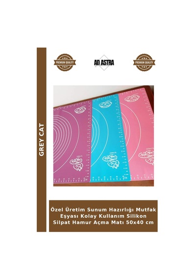 Özel Üretim Sunum Hazırlığı Mutfak Eşyası Kolay Kullanım Silikon Silpat Hamur Açma Matı 50x40 Cm Çok Renkli