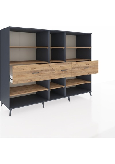 Kronos Dolap 9 Raflı 3 Çekmeceli 220x59x163 Antrasit-çam Antrasit-çam Kronos Dolap 9 Raflı 3 Çekmeceli 220x59x163 Antrasit-çam Antrasit-çam