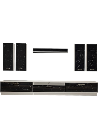 Decoraktiv Trendstyle 8d Mdf Tv Ünitesi Tv Sehpası Beyaz - Siyah Mermer