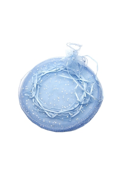 Büzgülü Kese. 24 Cm Pullu Organze. 25 Adet - Mavi