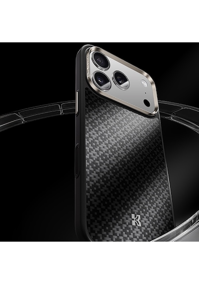 Apple Uyumlu iPhone 17 Pro Max Kılıf M-safe Özellikli Benks Armorpro Armorgrid Serisi Kevlar Kapak Siyah Siyah