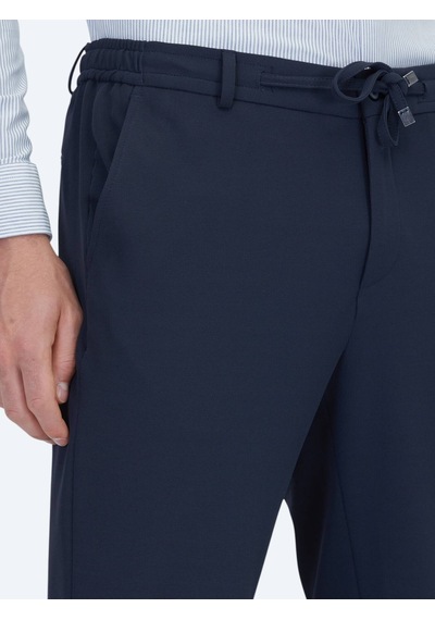 Kip Lacivert Düz Fitted Fit Örme Takım Elbise