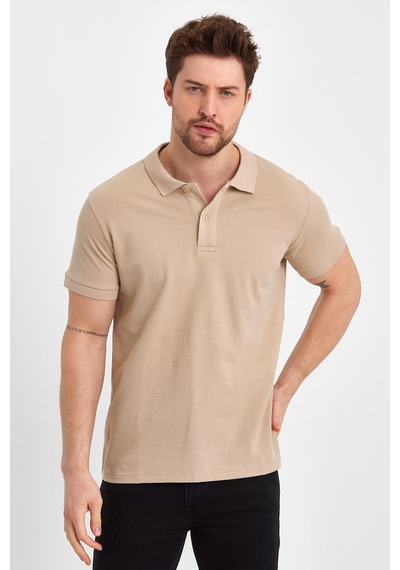 Nemonti Premium Penye Polo Yaka T-shırt Oxford Tan