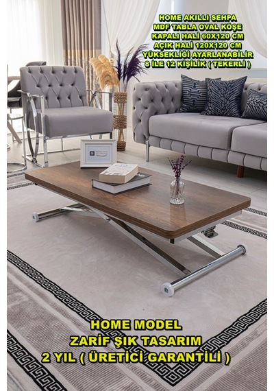 Home Üst Tabla Mdf Barok Ceviz Oval Köşe Alt Krom