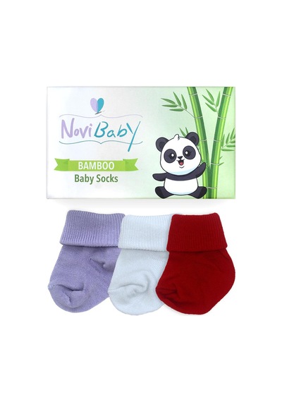 Novibaby 3'lü Bambu Yenidoğan Bebek Çorabı I Country I 0-6 ay "Karışık Renkli"