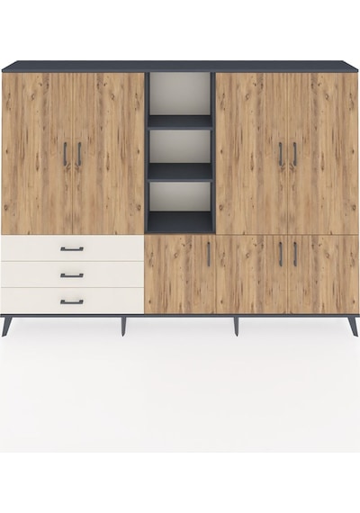 Arges Dolap 11 Raflı 3 Çekmeceli 7 Kapaklı 220x30x163 Antrasit-ça Antrasit-çam/aytaşı Arges Dolap 11 Raflı 3 Çekmeceli 7 Kapaklı 220x30x163 Antrasit-ça Antrasit-çam/aytaşı