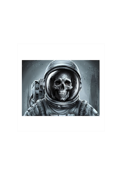 Astronot Ve Kafatası Hediyelik Mdf Tablo
