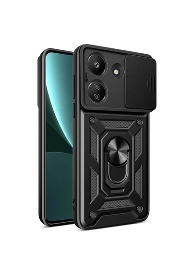 Sh Xiaomi Redmi 13c Kılıf Pars Lens Yüzüklü Silikon - Siyah Najmaddin