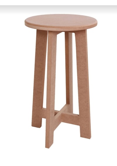 Boyanabilir Ahşap Mdf Yuvarlak Demonte Tabure 30x50 Cm
