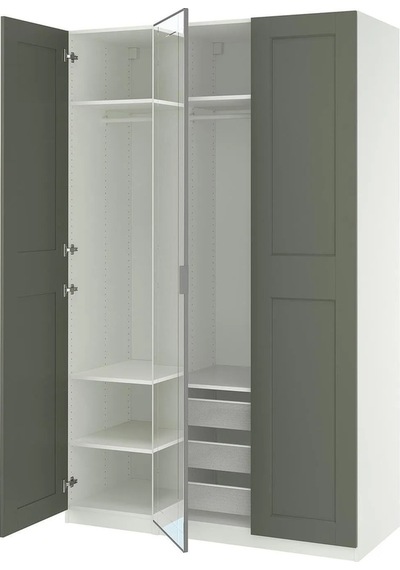 Ikea Çok Renkli Şık Kapaklı Gardırop Beyaz-gri-yeşil-aynalı Ikea Çok Renkli Şık Kapaklı Gardırop Beyaz-gri-yeşil-aynalı