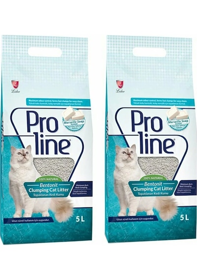 Proline Marsilya Sabunu Kokulu İnce Topaklaşan Bentonit Kedi Kumu 2 x 5 L