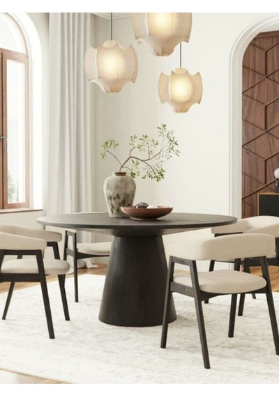 Hemera Ahşap Yemek Masası 110x110 Siyah