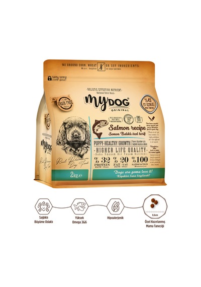 Mydog Az Tahıllı Somon Balıklı Yavru Köpek Maması 2kg