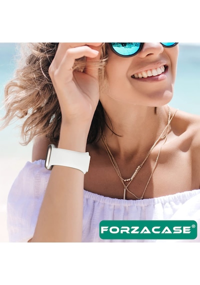 Forzacase Apple Uyumlu  Watch 10 42mm İle Silikon Kordon Kayış - Fc004 Siyah