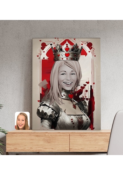 Bk Gift Kişiye Özel Maça Kızı Kraliçe Kanvas Tablo-1 50x70 , Sevgiliye Hediye, Arkadaşa Hediye Kobitmeyencom33357 Bk Gift