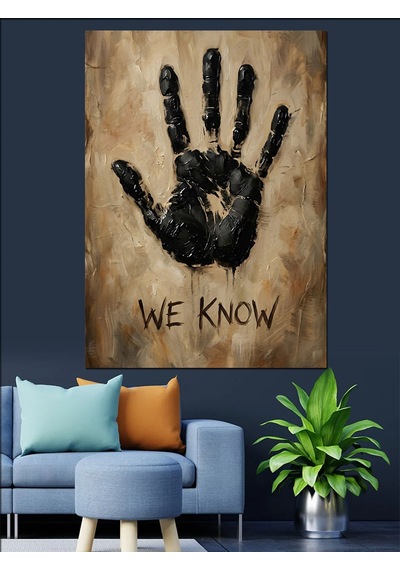 Karanlıkta "we Know" Yazılı El Dekoratif Kanvas - Mdf Ahşap Tablo