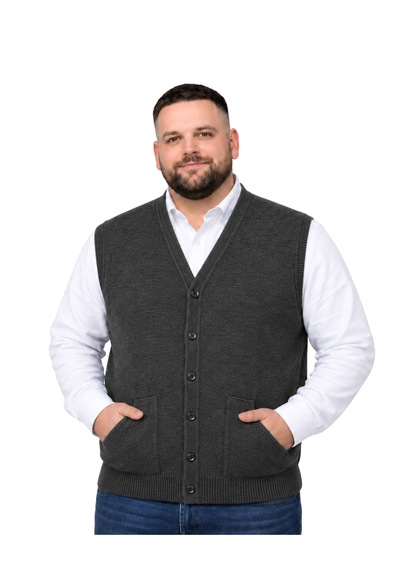 Battalmoda Erkek Büyük Beden Antrasit Cepli Triko Yelek 3xl-4xl-5xl-6xl