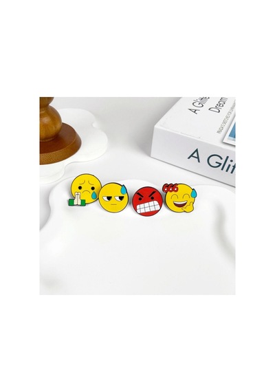 Emojili Broş, Çocuk Broş, İğneli Broş Klipsli Broş Yaka Broşu Çeket Yaka İğnesi, Mineli B176