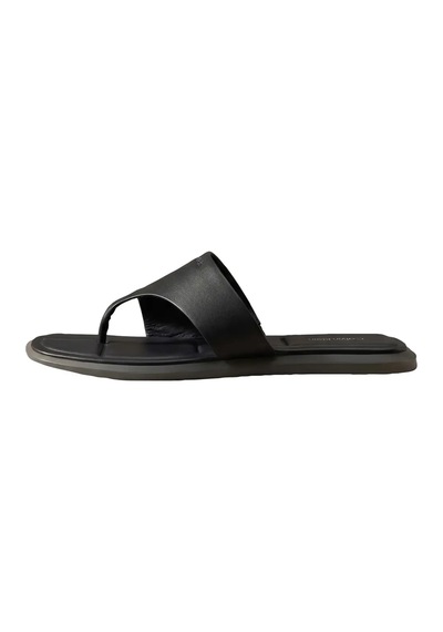 Calvin Klein Flat Sandal Thong Lt, Kadın Siyah Deri Kare Burunlu Parmak Arası Sandalet