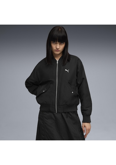 Puma T7 Satin Bomber Jacket Kadın Yetişkin Ceket Siyah
