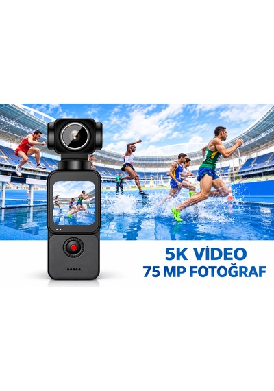 5k Cep Kamerası 3.5x Zoom 270 Derece Dönebilen Lens Eıs Titreşim Önleme Wifi Bağlantısı 5k Uhd Video Kaydı 75mp Fotoğraf Çekimi Dokunmatik Ekran Hızlı Odaklanma Çoklu Dil Desteği Aksiyon Kamerası