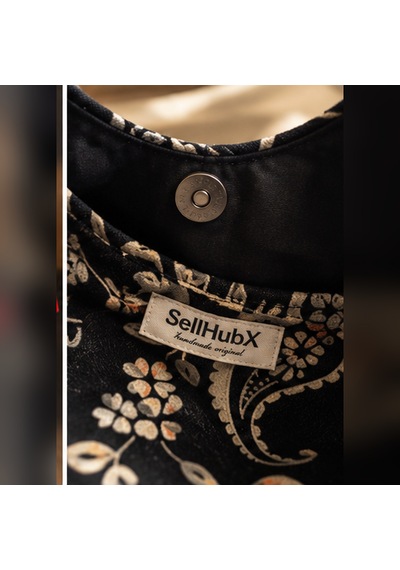 Sellhubx Desenli Denim Kumaş Kadın Hobo Omuz Çantası, Tek Saplı Hobo Model Şal Desenli Lacivert