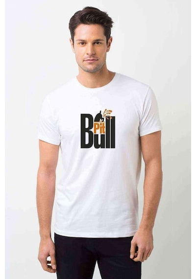 Pıtbull Dog Baskılı Beyaz Erkek Tshirt (528989283)