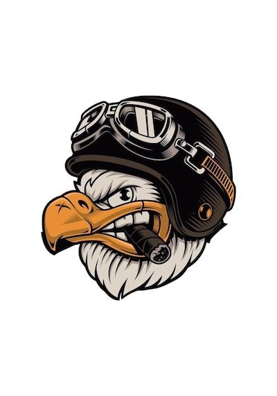 Kasklı Kartal 9x9 Cm Motorsiklet Kask Laptop Ve Oto Sticker