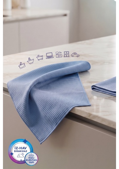 Mikrofiber Çok Amaçlı Bez Mavi İkili Paket Diğer
