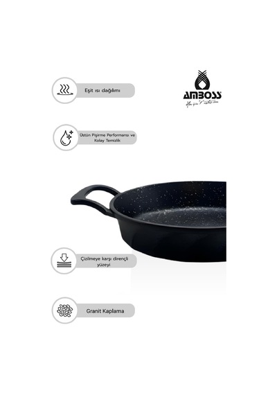 Amboss Mixta 3 Parça Döküm 18 Cm Tava 18-20 Cm Sahan Seti siyah