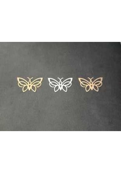 Dekoratif Gold Aynalı Plexi Mobilya Dolap Süsükelebek 8x5cm 5adet Altın