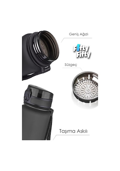 800 Ml Çift Renk Softtouch Tritan Su Matarası Gri-sarı